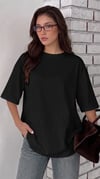 Kadın Siyah Black Jack Oversize Fit Bol Geniş Kalıp Salaş Kesim T-shirt