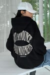 Kadın Siyah Dont Announce Baskılı 3 iplik Şardonlu Kapüşonlu Oversize Salaş Bol Kesim Hoodie Sweatshirt-1