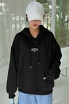 Kadın Siyah Dont Announce Baskılı 3 iplik Şardonlu Kapüşonlu Oversize Salaş Bol Kesim Hoodie Sweatshirt-1