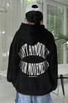 Kadın Siyah Dont Announce Baskılı 3 iplik Şardonlu Kapüşonlu Oversize Salaş Bol Kesim Hoodie Sweatshirt-1