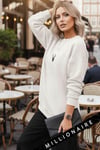 Kadın Siyah Geometrik Geyik Baskılı Kalın Soft 3 İplik Şardonlu 0 Sıfır Yaka Oversize Salaş Sweat