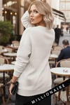 Kadın Siyah Geometrik Geyik Baskılı Kalın Soft 3 İplik Şardonlu 0 Sıfır Yaka Oversize Salaş Sweat