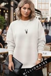 Kadın Siyah Geometrik Geyik Baskılı Kalın Soft 3 İplik Şardonlu 0 Sıfır Yaka Oversize Salaş Sweat
