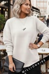 Kadın Siyah Geometrik Geyik Baskılı Kalın Soft 3 İplik Şardonlu 0 Sıfır Yaka Oversize Salaş Sweat