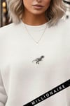 Kadın Siyah Geometrik Geyik Baskılı Kalın Soft 3 İplik Şardonlu 0 Sıfır Yaka Oversize Salaş Sweat