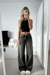 Kadın Siyah Kolsuz Bisiklet Yaka Likralı Sıfır Kol Atlet  Body Crop Bluz