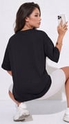 Kadın Siyah Kupa As Kuru Kafa Oversize Fit Bol Geniş Kalıp Salaş Kesim T-shirt