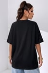 Kadın Siyah Majestic Oversize Fit Bol Geniş Kalıp Salaş Kesim T-shirt