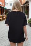 Kadın Siyah Nazar Baskılı Oversize Fit Bol Geniş Kalıp Salaş Kesim T-shirt