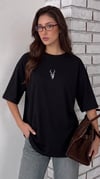 Kadın Siyah Oversize Salas Boyfriend Kadın T-shirt