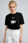 Kadın Siyah Paris Regular Fit Normal Kalıp T-shirt