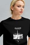Kadın Siyah Paris Regular Fit Normal Kalıp T-shirt