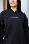 Kadın Siyah Spectacular Baskılı 3 iplik Şardonlu Kapüşonlu Kanguru Cepli Oversize Salaş Hoodie Sweatshirt