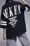 Kadın Siyah Weekend Oversize Fit Bol Geniş Kalıp Salaş Kesim T-shirt