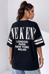 Kadın Siyah Weekend Oversize Fit Bol Geniş Kalıp Salaş Kesim T-shirt