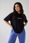 Kadın Siyah Weekend Oversize Fit Bol Geniş Kalıp Salaş Kesim T-shirt