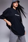Kadın Siyah Weekend Oversize Fit Bol Geniş Kalıp Salaş Kesim T-shirt