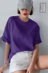 Kadın The Moon Mor Bisiklet Yaka Oversize Salas T-Shirt