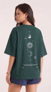 Kadın The Moon Petrol Yeşili Bisiklet Yaka Oversize Salas T-Shirt