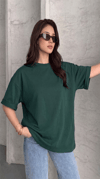 Kadın The Moon Petrol Yeşili Bisiklet Yaka Oversize Salas T-Shirt