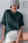 Kadın The Moon Petrol Yeşili Bisiklet Yaka Oversize Salas T-Shirt