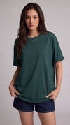 Kadın The Moon Petrol Yeşili Bisiklet Yaka Oversize Salas T-Shirt