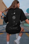 Kadın The Moon Siyah Bisiklet Yaka Oversize Salas T-Shirt
