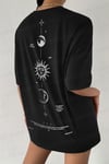 Kadın The Moon Siyah Bisiklet Yaka Oversize Salas T-Shirt