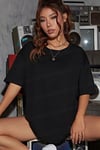 Kadın The Moon Siyah Bisiklet Yaka Oversize Salas T-Shirt