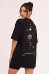 Kadın The Moon Siyah Bisiklet Yaka Oversize Salas T-Shirt