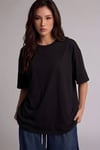 Kadın The Moon Siyah Bisiklet Yaka Oversize Salas T-Shirt