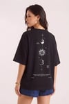 Kadın The Moon Siyah Bisiklet Yaka Oversize Salas T-Shirt