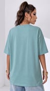Kadın Turkuaz Basic Düz Baskısız Oversize Salas T-shirt
