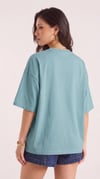 Kadın Turkuaz Basic Düz Baskısız Oversize Salas T-shirt