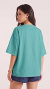 Kadın Turkuaz Geyik Oversize Salas Boyfriend T-shirt