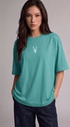 Kadın Turkuaz Geyik Oversize Salas Boyfriend T-shirt