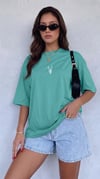 Kadın Turkuaz Geyik Oversize Salas Boyfriend T-shirt