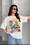 Kadın Venice California Oversize Beyaz T-Shirt - K2190