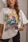 Kadın Venice California Oversize Beyaz T-Shirt - K2190