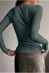 Kadın Yeşil Nefti Renkli Düğme Detaylı Patlı Düğmeli Bisiklet Yaka Uzun Kollu Fitilli Kaşkorse Bluz Body