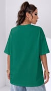 Kadın Zümrüt Yeşili Basic Düz Baskısız Oversize Salas T-shirt