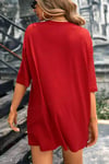 Kırmızı Basic Düz Baskısız Oversize Salas Boyfriend Kadın T-Shirt