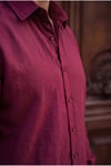 Lizbon Erkek Bordo Renkli Yarım Oversize Keten Gömlek
