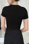 Mix 2'li Kısa Kol ve Kolsuz Sıfır Kol Kadın Siyah Bisiklet Yaka Likralı Body Crop Bluz