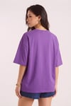 Mor Basic Düz Baskısız Oversize Salas Boyfriend Kadın T-Shirt
