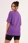 Mor Basic Düz Baskısız Oversize Salas Boyfriend Kadın T-Shirt