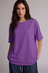 Mor Basic Düz Baskısız Oversize Salas Boyfriend Kadın T-Shirt