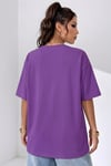 Mor Basic Düz Baskısız Oversize Salas Boyfriend Kadın T-Shirt