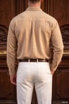 Nairobi Camel Renkli Soft Keten Görünümlü Yarım Oversize Rahat Kalıp Gömlek