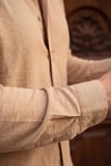 Nairobi Camel Renkli Soft Keten Görünümlü Yarım Oversize Rahat Kalıp Gömlek
